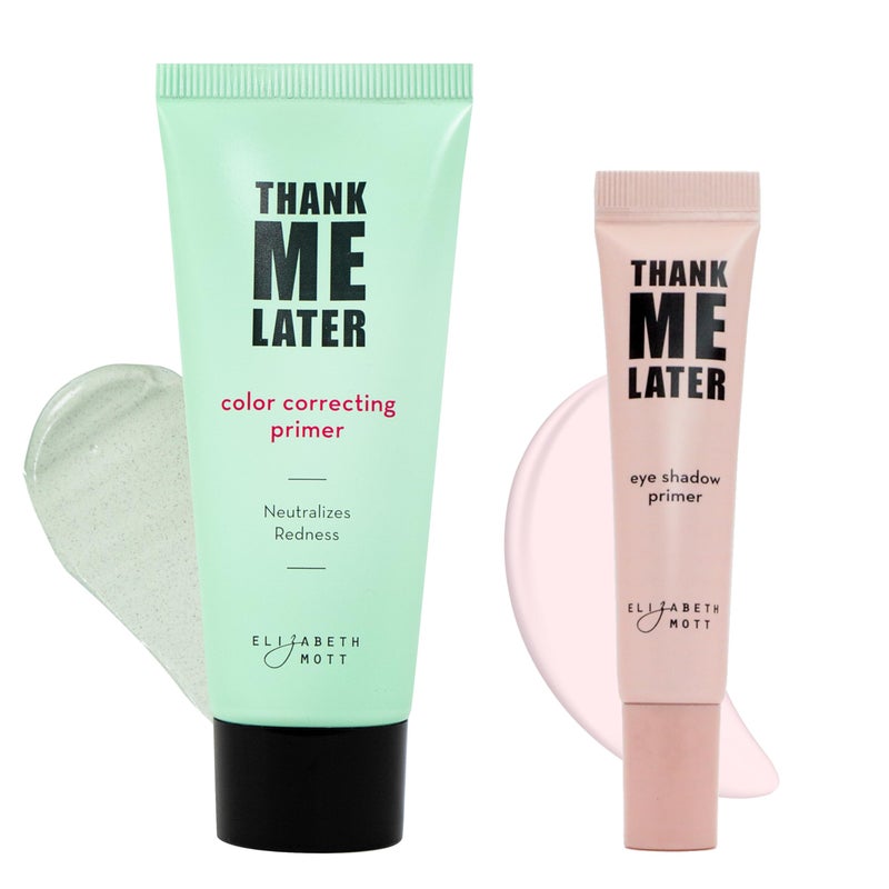 Elizabeth Mott Thank Me Later Color Correcting  Eye Primer Duo  Face Primer with Niacinamide for Redness Control  Smooth Makeup Base  Eye Primer for LongLasting CreaseFree Eyeshadow  30g  10g